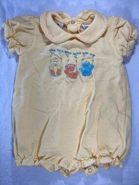 VTG Sesame Street 3/6 Mo textured bubble romper elmo big bird cookie monster